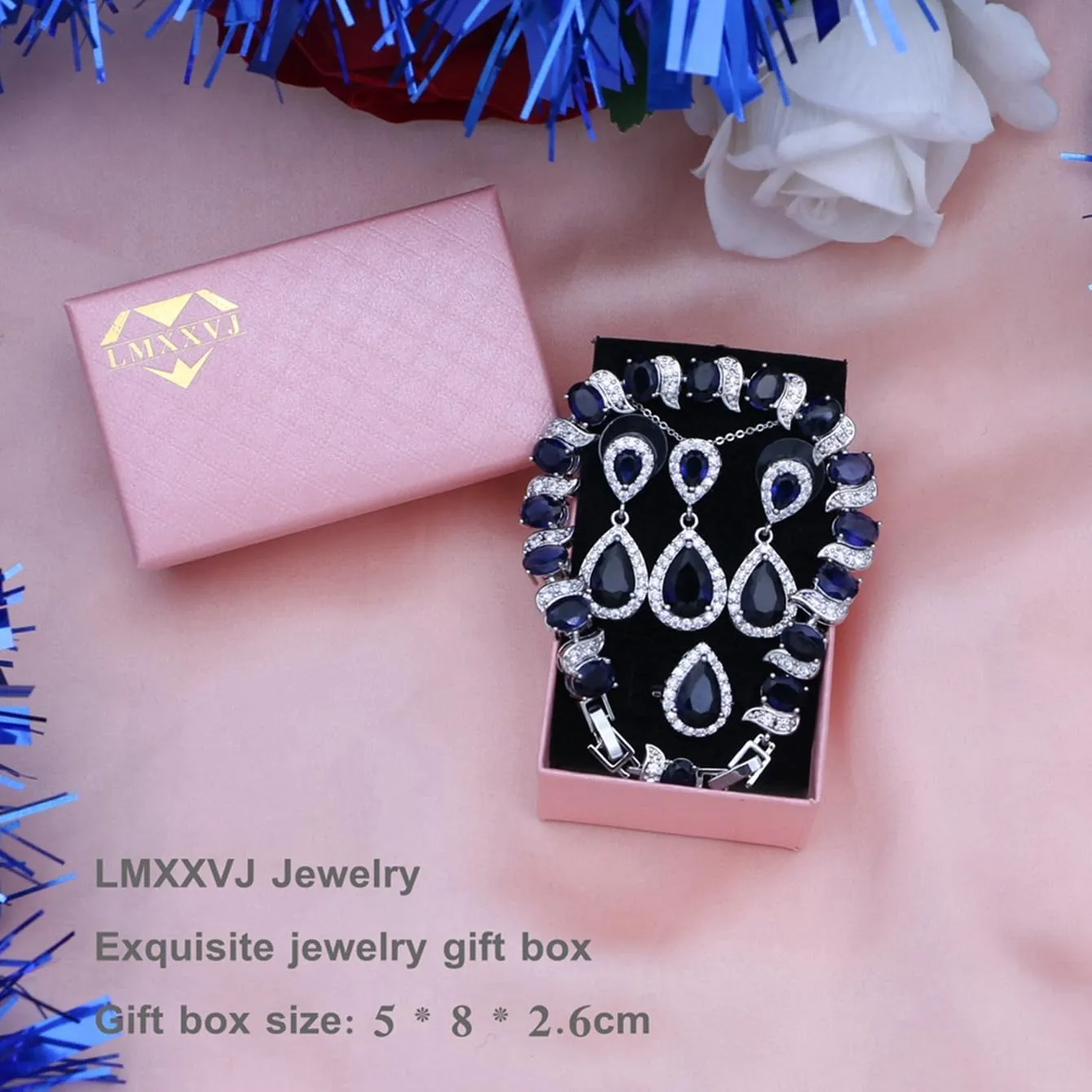 LMXXVJ Teardrop Jewelry Set for Women，Necklace Earrings Adjustable Ring Bracelet Set Fashion Formal Platinum/Gold/Rose Gold Jewelry Gift Girl/Mom/Wife/Grandmother/Best Friend/Aunt