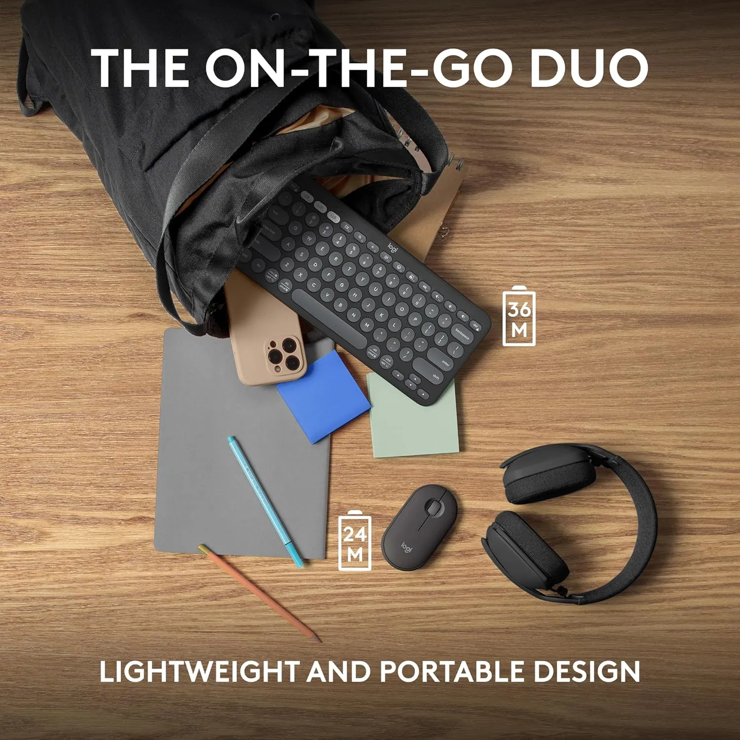 Logitech Pebble 2 Combo, Wireless Keyboard and Mouse, Quiet and Portable, Customizable, Logi Bolt, Bluetooth, Easy-Switch for Windows, macOS, iPadOS, Chrome - Black