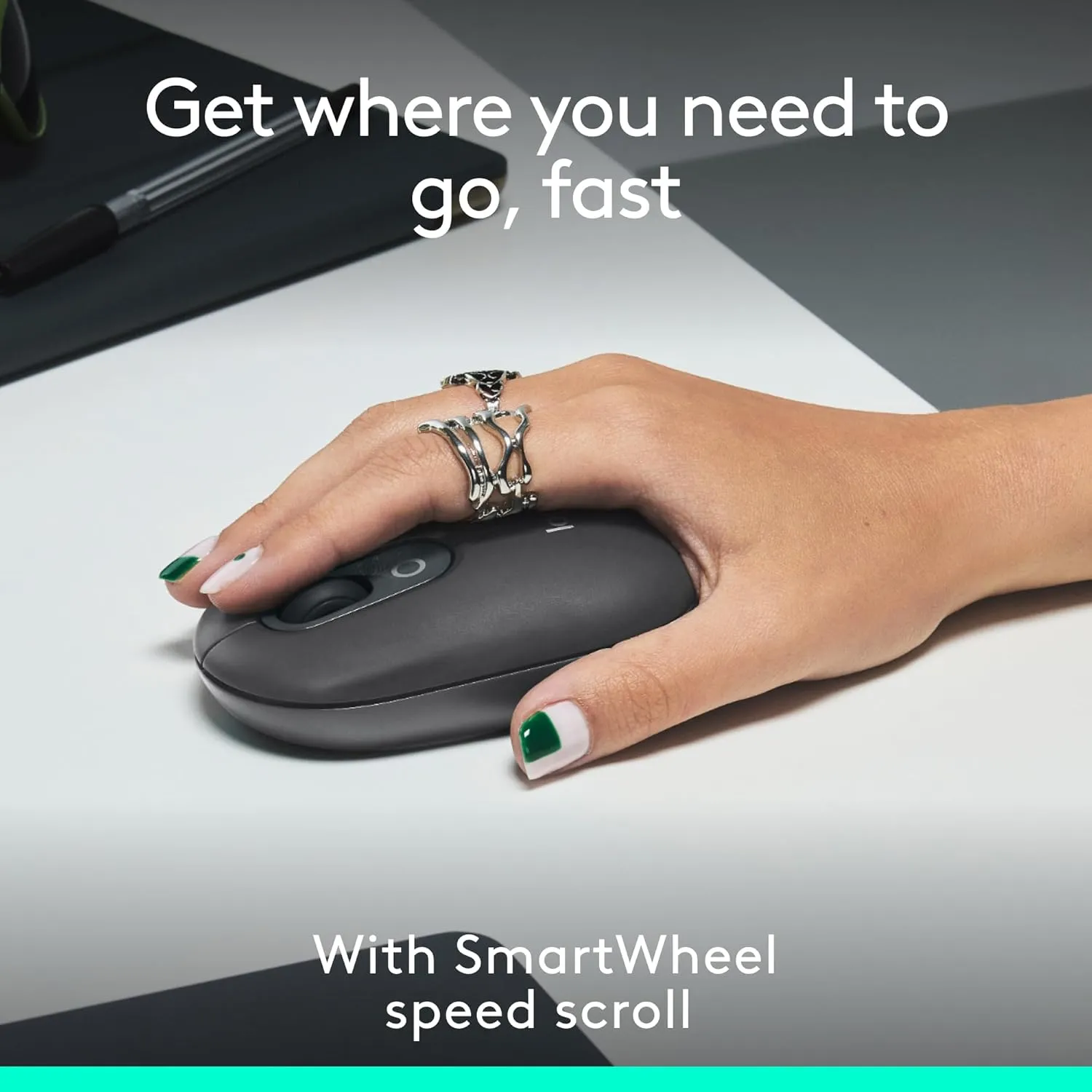 Logitech POP Mouse, Wireless Mouse with Customizable Emojis, SilentTouch Technology, Precision/Speed Scroll, Compact Design, Bluetooth, Multi-Device, OS Compatible - Graphite