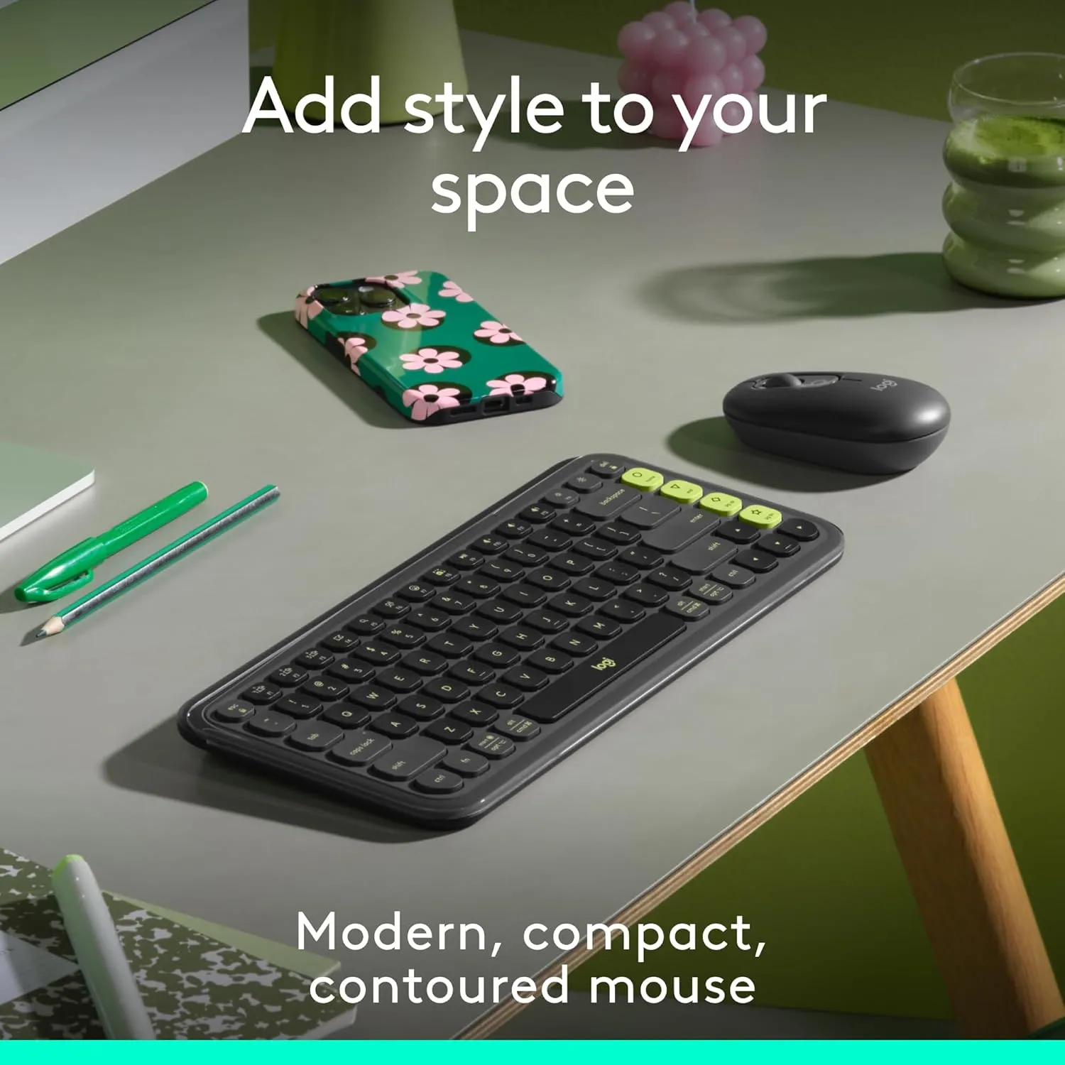 Logitech POP Mouse, Wireless Mouse with Customizable Emojis, SilentTouch Technology, Precision/Speed Scroll, Compact Design, Bluetooth, Multi-Device, OS Compatible - Graphite