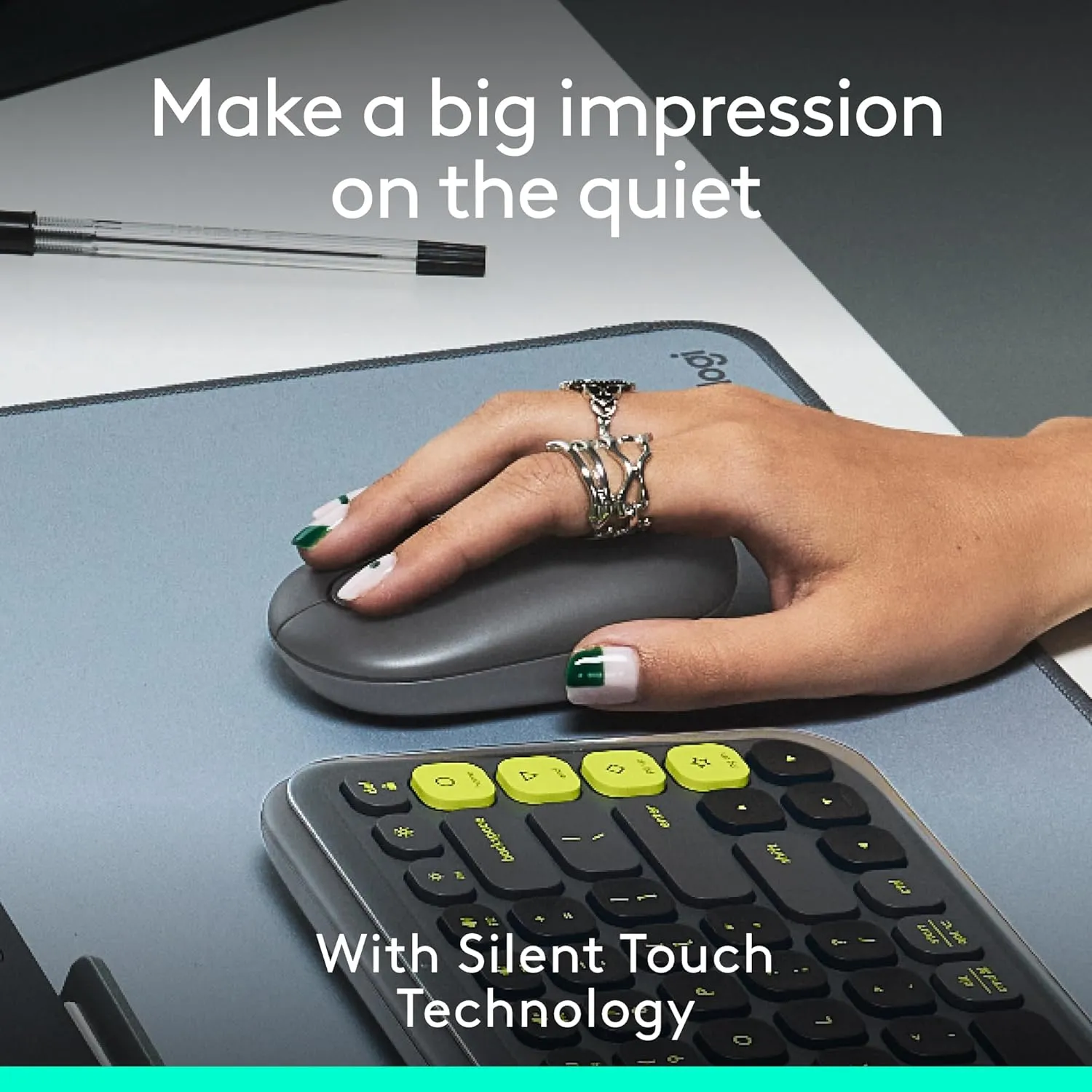 Logitech POP Mouse, Wireless Mouse with Customizable Emojis, SilentTouch Technology, Precision/Speed Scroll, Compact Design, Bluetooth, Multi-Device, OS Compatible - Graphite