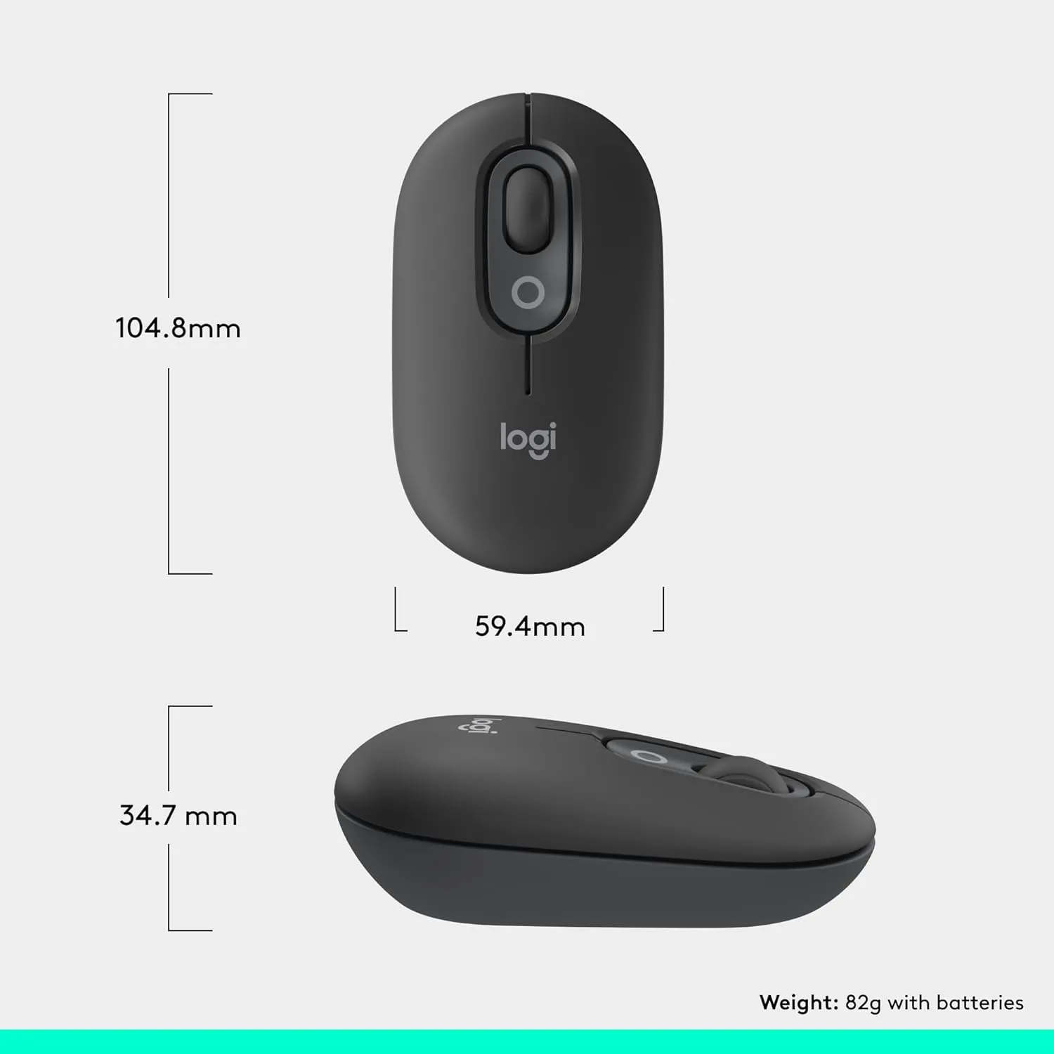 Logitech POP Mouse, Wireless Mouse with Customizable Emojis, SilentTouch Technology, Precision/Speed Scroll, Compact Design, Bluetooth, Multi-Device, OS Compatible - Graphite