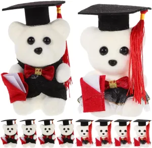 LOGOFUN 10pcs Plush Graduation Bear Class of 2025 Stuffed Bear Doll with Grad Cap for for Kindergarten Elementary High School College Graduation Party Supplies