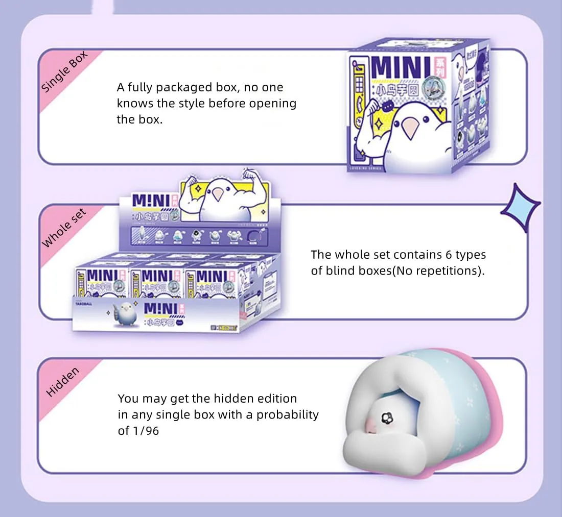Love Bird Series3 Mini Bird Blind Box Figures 6PC Cute Collectible Toys Kawaii Birthday Gifts