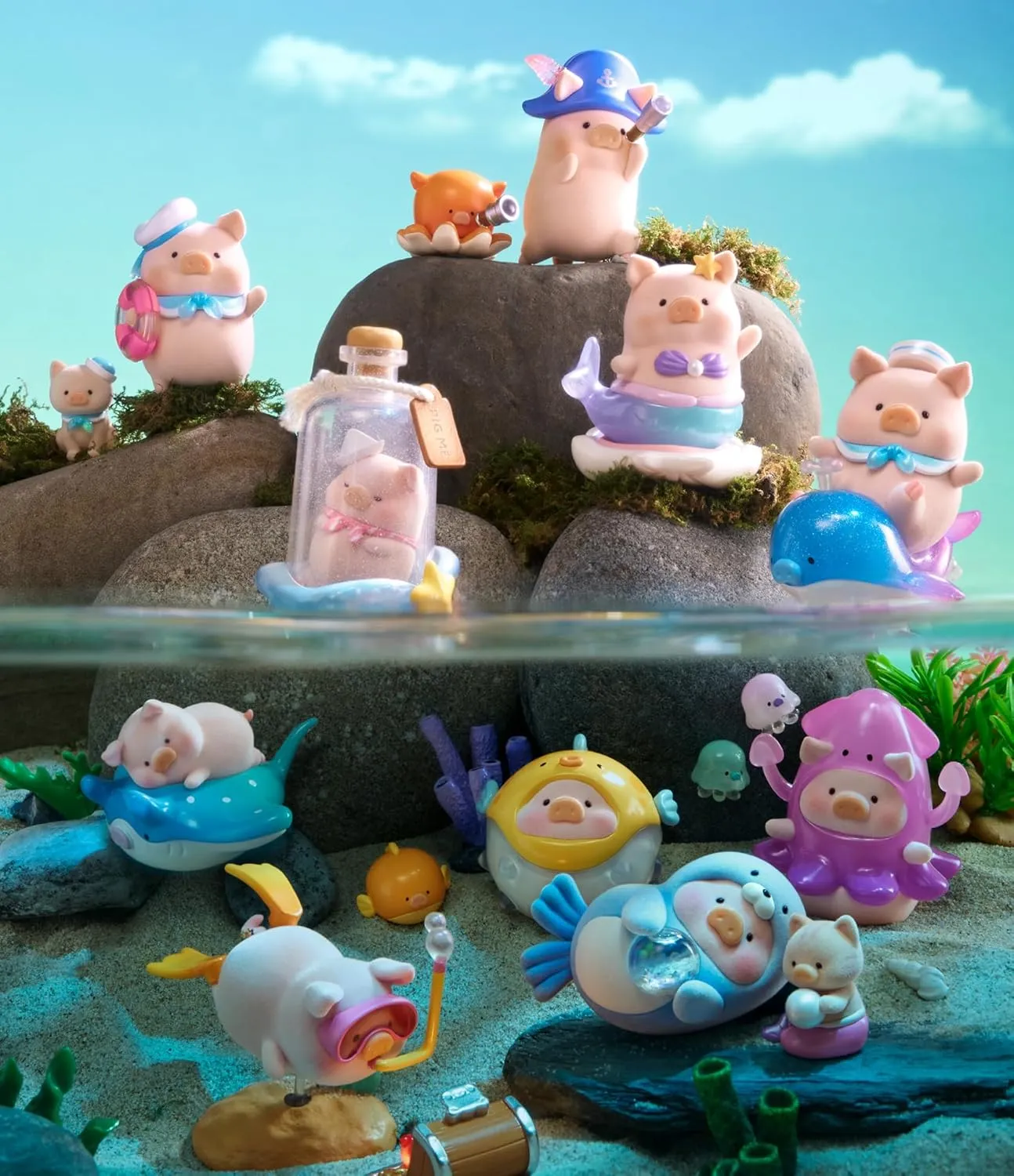Lulu The Piggy Ocean Series 1PC Cute Pig Blind Box Figures Collectible Toys Kawaii Birthday Gifts