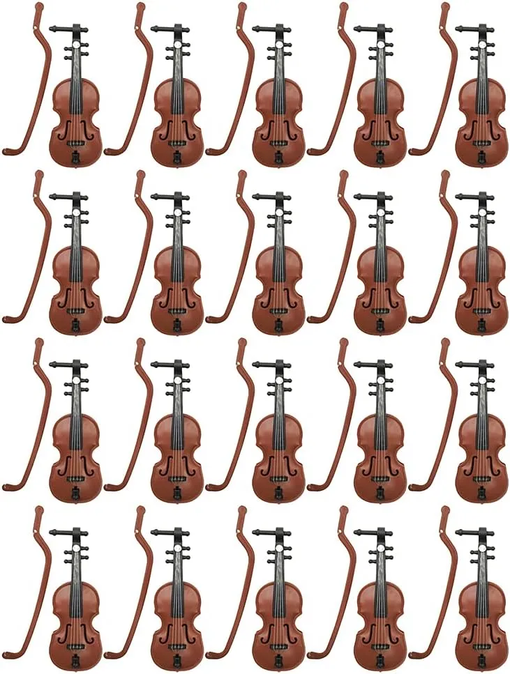 LUOZZY 40 Pcs Miniature Violin Model Tiny Violin Musical Instrument Dollhouse Mini Furniture Christmas Decoration