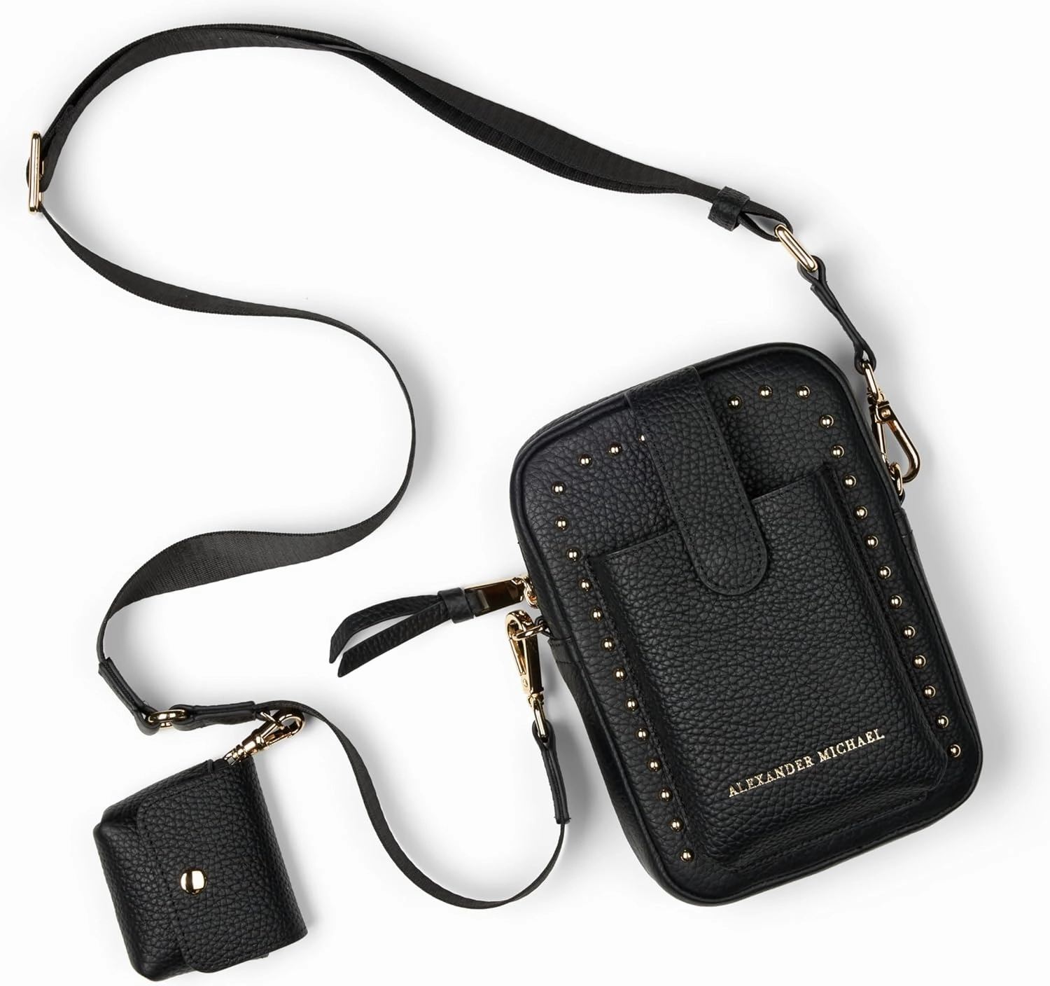 Luxe Luna Crossbody Bag with Adjustable Strap – Premium Pebbled Leather, Gold-Tone Hardware, Easy Cell Phone Access