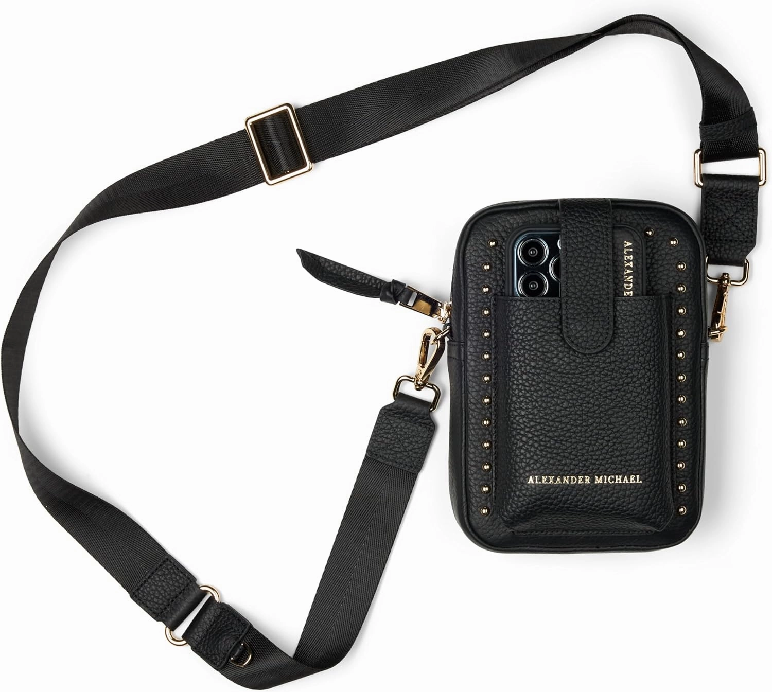 Luxe Luna Crossbody Bag with Adjustable Strap – Premium Pebbled Leather, Gold-Tone Hardware, Easy Cell Phone Access