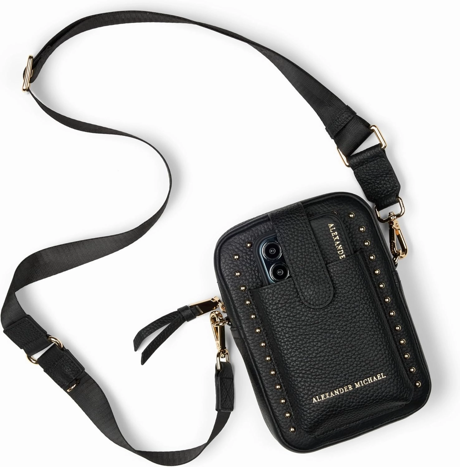 Luxe Luna Crossbody Bag with Adjustable Strap – Premium Pebbled Leather, Gold-Tone Hardware, Easy Cell Phone Access