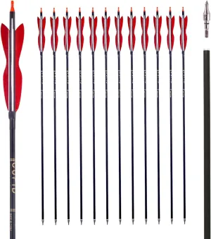 LWANO 31" Carbon Hunting Arrows Archery Target Practice Arrows with 5" Turkey Feathers Spine 500 for Recurve Bow and Compound Bow(Pack of 12)