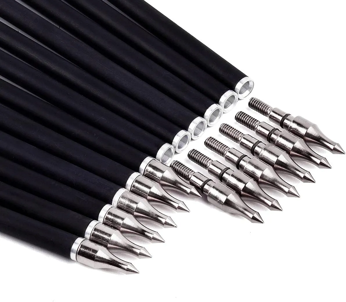 LWANO 31" Carbon Hunting Arrows Archery Target Practice Arrows with 5" Turkey Feathers Spine 500 for Recurve Bow and Compound Bow(Pack of 12)