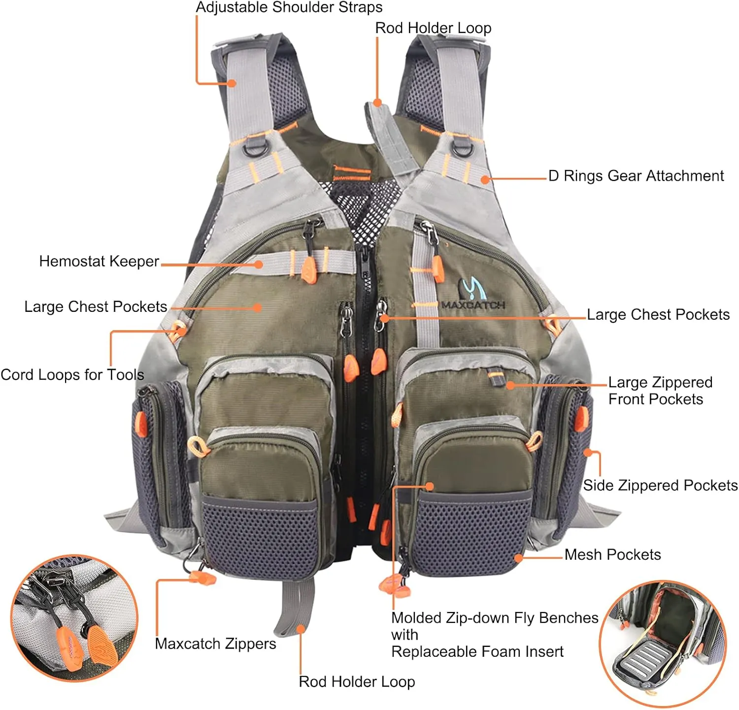 M MAXIMUMCATCH Maxcatch Fly Fishing Vest Pack for Men and Women Adjustable Outdoor Fishing (Vest/Sling Pack/Backpack)