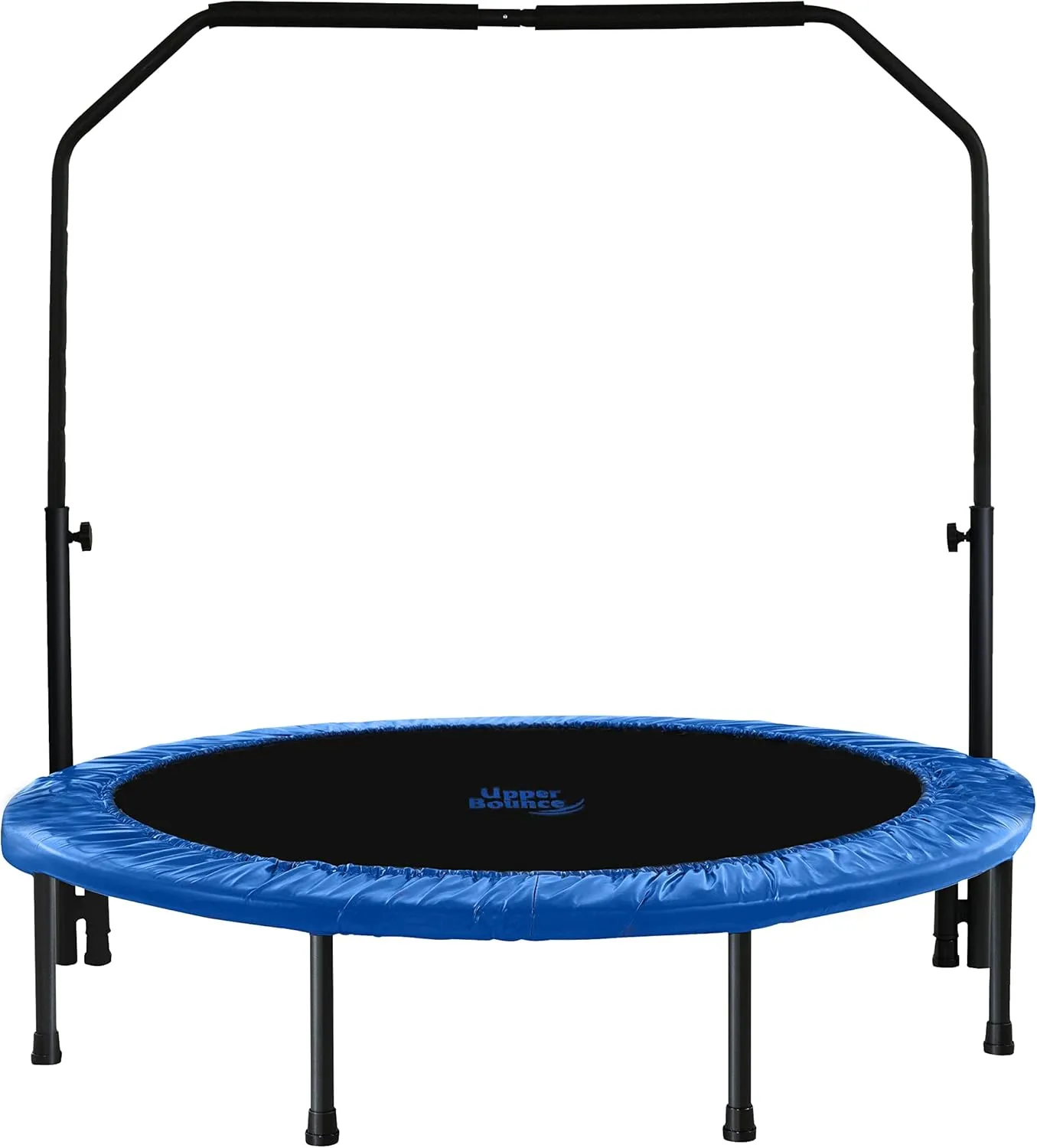 Machrus Upper Bounce Mini Trampoline for Adults - Rebounder Exercise Fitness Indoor/Outdoor - Small Foldable for Kids With Adjustable Bar and Safety Padding