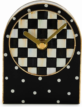 MACKENZIE-CHILDS Clock, Resin Decorative Clock for Kitchen and Living Room, Courtly Check and Dot