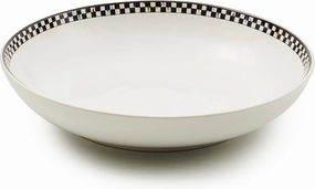 MACKENZIE-CHILDS Everyday Serving Bowl, Dishwasher- and Microwave-Safe, 12 Inches, Black-and-White Courtly Check