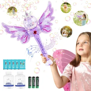 Magic Princess Bubble Wand Maker for Kids, Light Up & Musical Automatic Bubble Machine & Bubble Blower,Birthday Party Gift for 3 4 5 6 7 8 Year Old Girls,Outdoor Bubble Toy for Toddlers.(Light Purple)