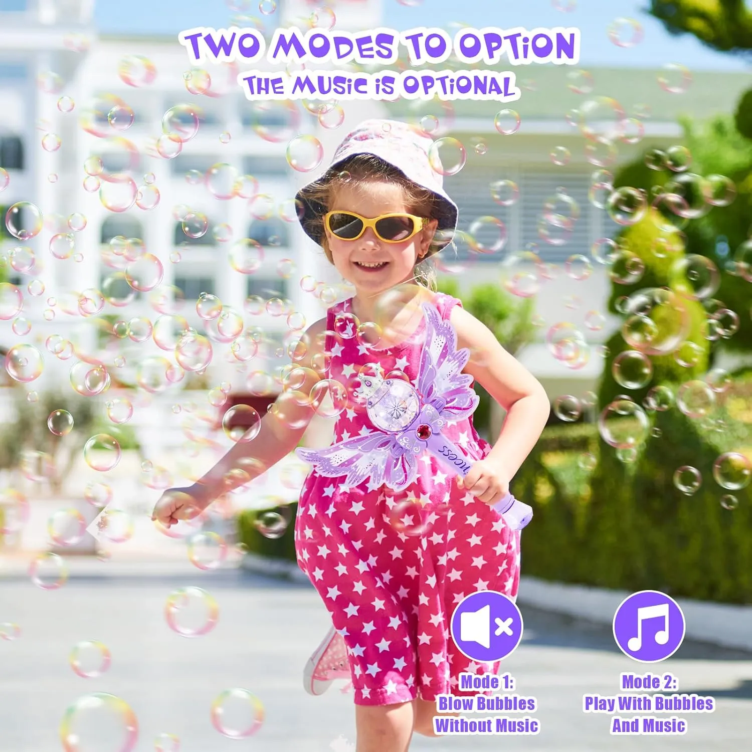 Magic Princess Bubble Wand Maker for Kids, Light Up & Musical Automatic Bubble Machine & Bubble Blower,Birthday Party Gift for 3 4 5 6 7 8 Year Old Girls,Outdoor Bubble Toy for Toddlers.(Light Purple)
