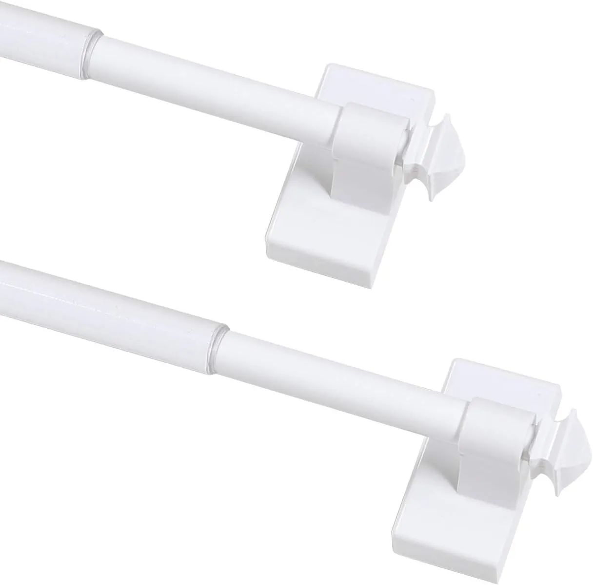 Magnetic Curtain Rods for Metal Doors Multi-Use Adjustable Curtain Rods for Small Windows Cafe Sidelight and Iron Steel Places, 1/2 Inch Diameter, Tool Free (2 Pack, Adjust from 16 to 28 Inch, White)