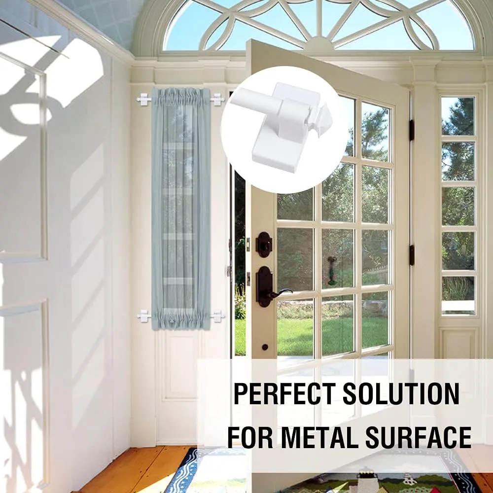 Magnetic Curtain Rods for Metal Doors Multi-Use Adjustable Curtain Rods for Small Windows Cafe Sidelight and Iron Steel Places, 1/2 Inch Diameter, Tool Free (2 Pack, Adjust from 16 to 28 Inch, White)
