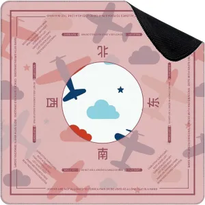 Mahjong Mat for Table Kids Seamless Airplanes Stars Clouds Colorful White Baby 31.5" x 31.5" Non-Slip Noise-Reducing Game Mat Premium Mahjong Accessories for Poker Dominoes Board Games