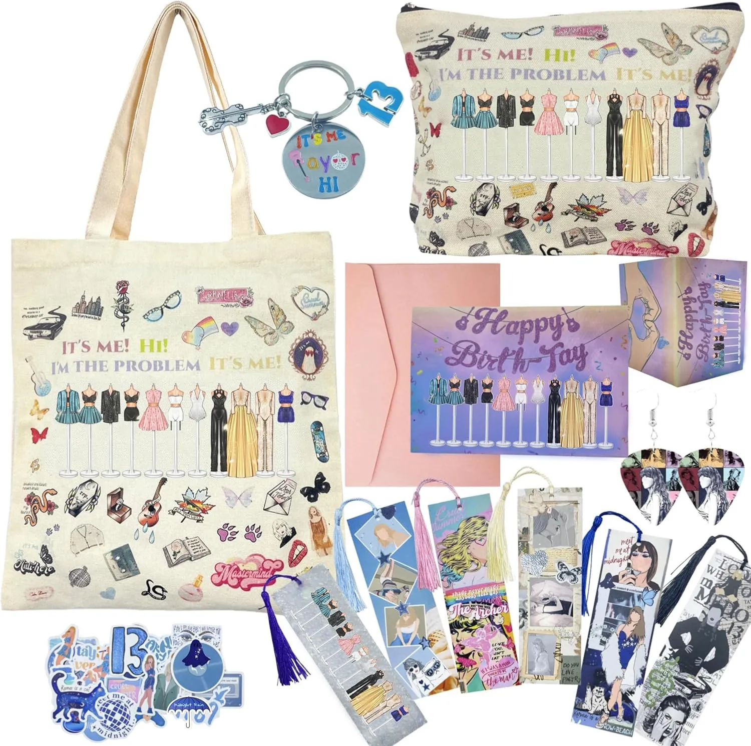 Makeup Bag & Tote Bag Set, Women Gifts Set Merchandise Stuff Including Makeup Bag & Tote Bag 30 Stickers，Valentines Gift