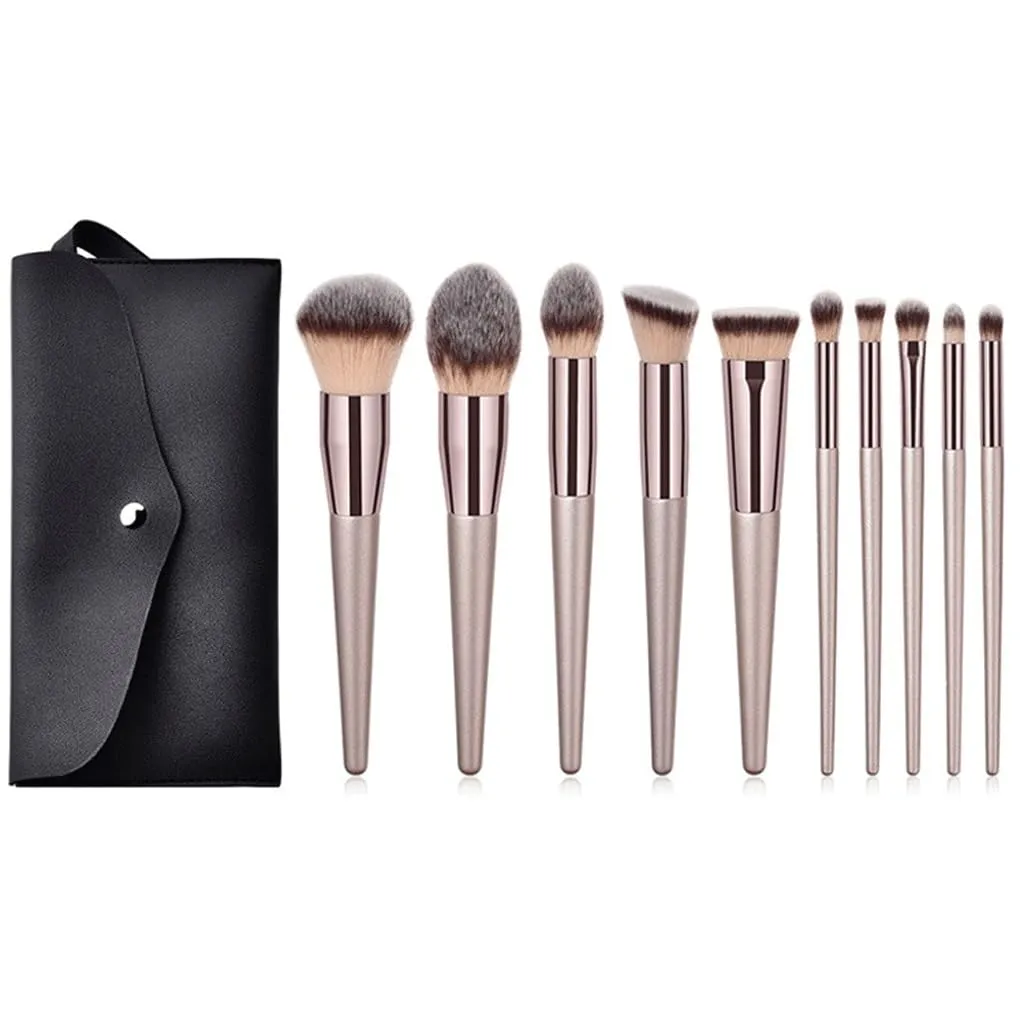 Makeup brush 10 pieces champagne gold set lip brush powder powder blusher foundation make-up brush