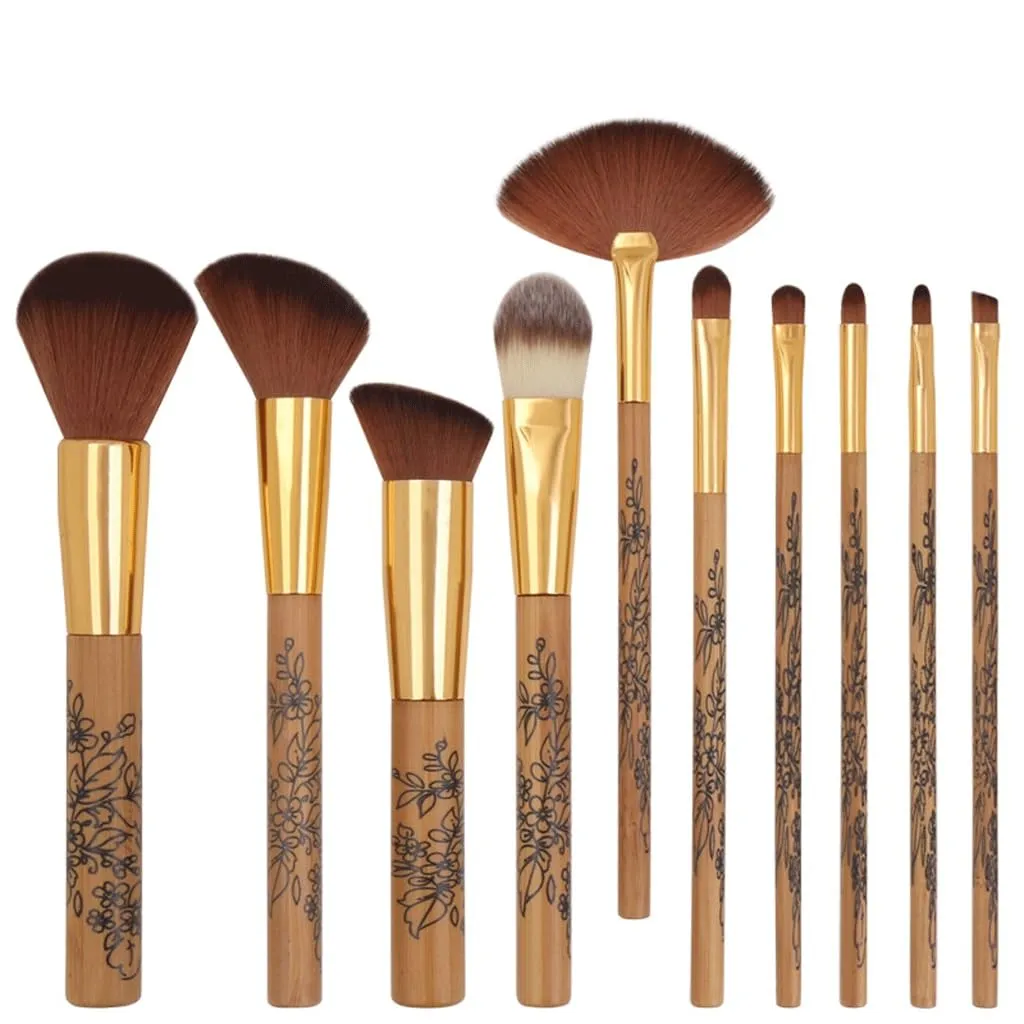 Makeup brush set, 10 pieces, full set, color brush printing, super soft makeup tool, powder brush