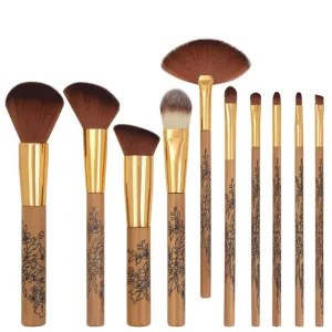 Makeup brush set, 10 pieces, full set, color brush printing, super soft makeup tool, powder brush