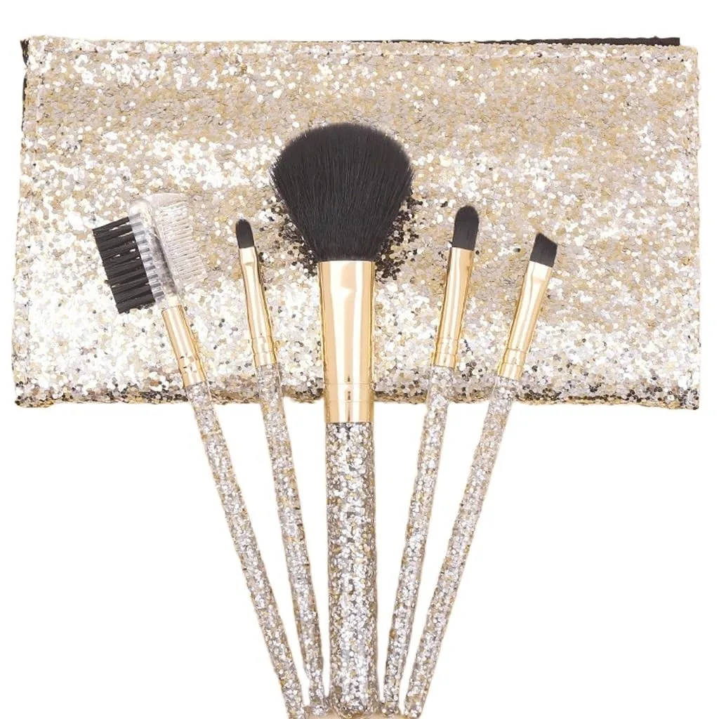 Makeup brush set 5 portable eye shadow brushes aluminum tube lip brush beauty tools eyebrow brush
