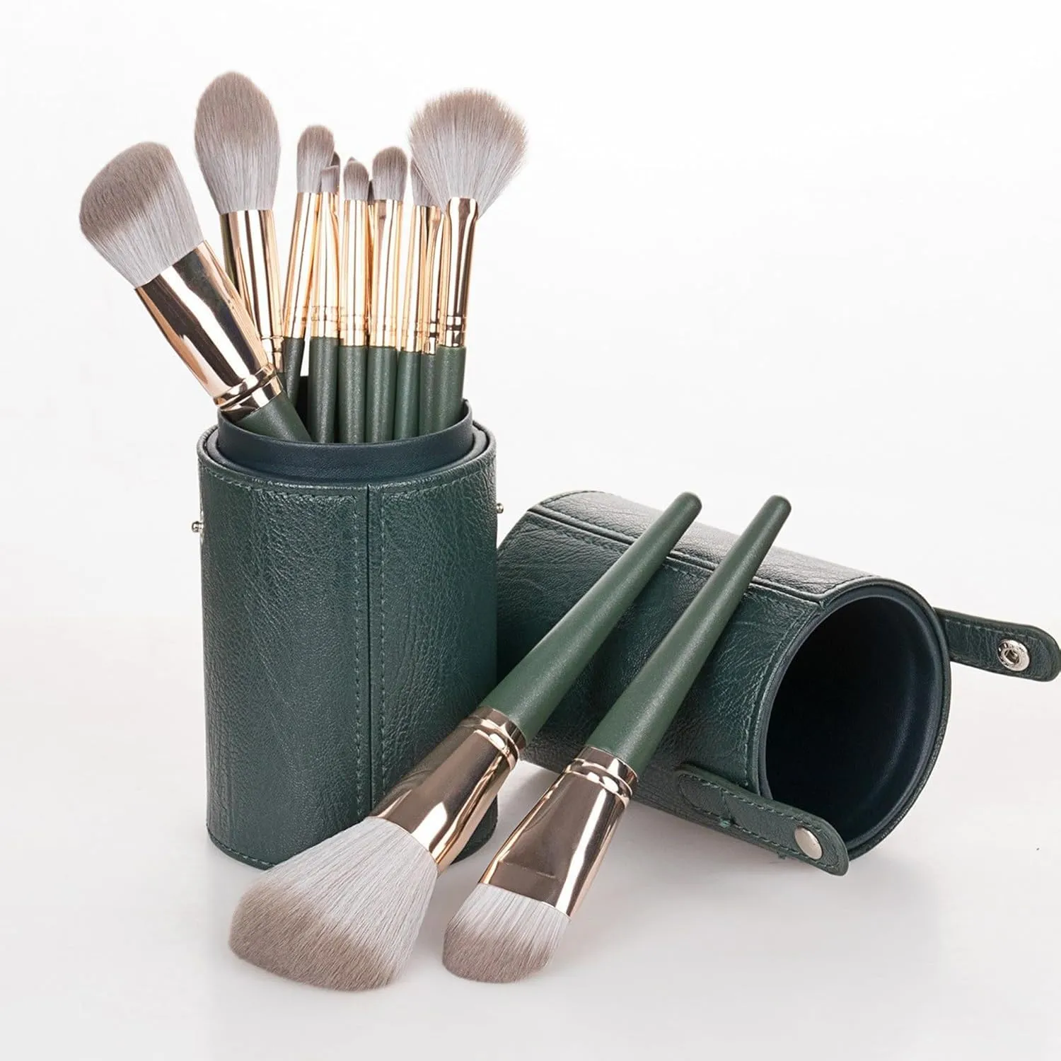 Makeup Brushes Set Professional, 14 Pearlescent Wood Handle Makeup Brushes, Premium Cruelty-Free Synthetic Fiber Hair, Travel Make up Brushes Set with Case