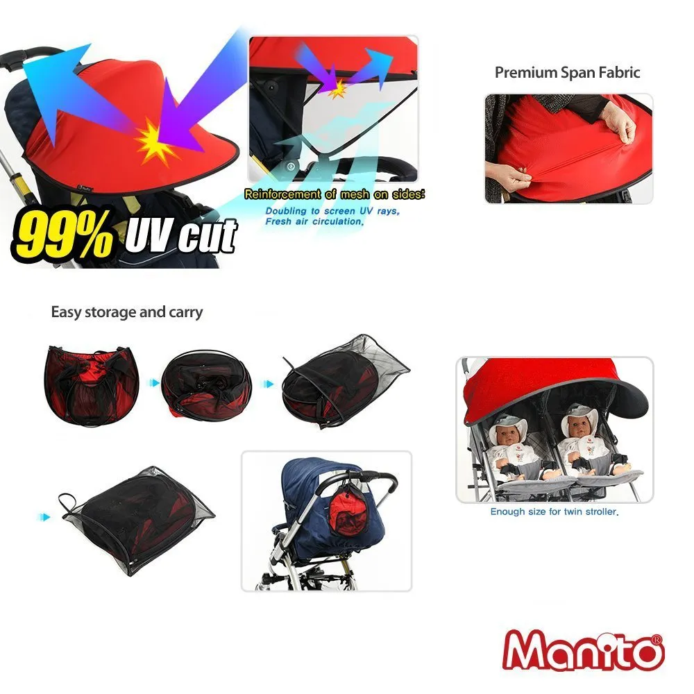 Manito Sun Shade for Twin Stroller (Red)