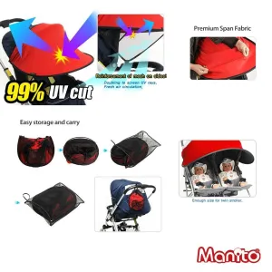 Manito Sun Shade for Twin Stroller (Red)