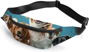 Many Dogs Belt Bag with Adjustable Strap, Lightweight Travel Crossbody Bags, Hands-Free Mini Fanny Packs in Running Gym