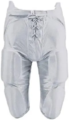 Martin Sports Adult Football Dazzle Game Pants with Pads, Integrated 7-Piece Pad Set, White (XXX-Large)