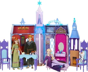 Mattel Disney Frozen Dolls & Doll House, Ultimate Arendelle Adventure Portable Castle (2  ft) with 3 Fashion Dolls, Olaf Figure & 25  Accessories (Amazon Exclusive)