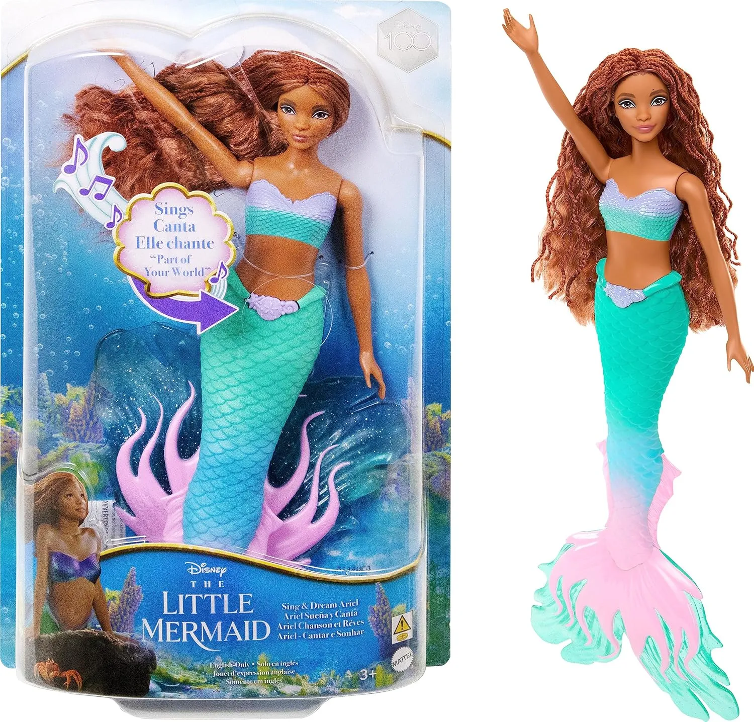 Mattel Disney The Little Mermaid Sing & Dream Ariel Fashion Doll with Signature Tail, Toys Inspired by the Movie