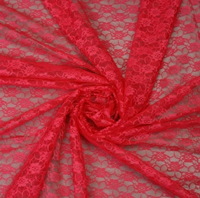 MDS Pack of 20 Yard Long x 55” Wide Lace Fabric, Floral Pattern Vintage Rachelle Lace Trim Fabric Bolt by Yard for Wedding Bridal Dress Fashion Crafts DIY Party Home Decor Multipurpose - Red