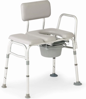 Medline Padded Combination Transfer Bench and Commode, 400 lb. Capacity - Essential Bathroom Aid for Elderly and Disabled