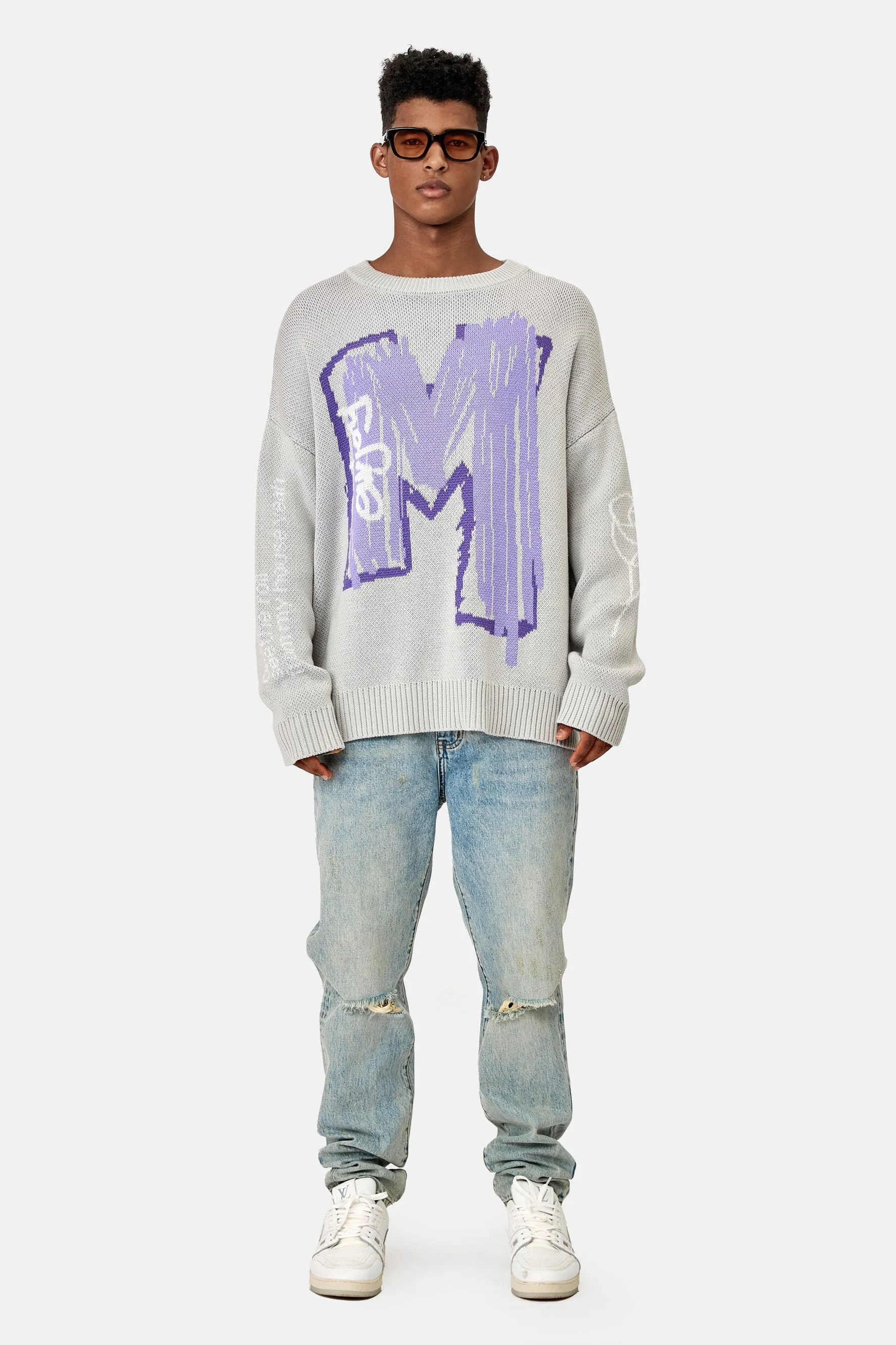 MEDM PAINTED LETTER SWEATER