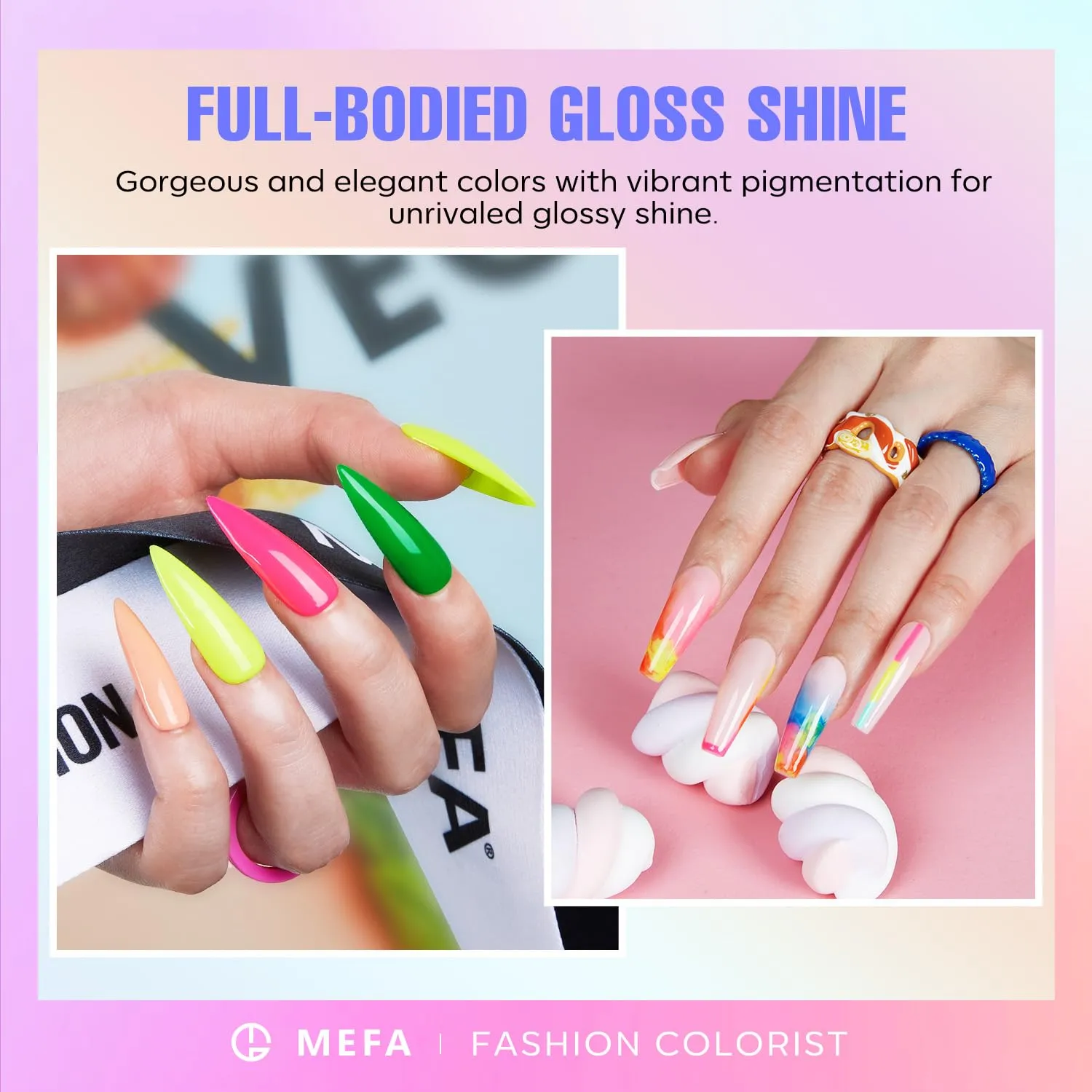 MEFA 23 PCS Gel Nail Polish Set, 20 Colors Neon Gel Polish Summer Gel Nail Polish Colors Bright Yellow Hot Pink Navy Blue Green Nails Gel Nail Gifts for Women Girl DIY Salon Home Manicure