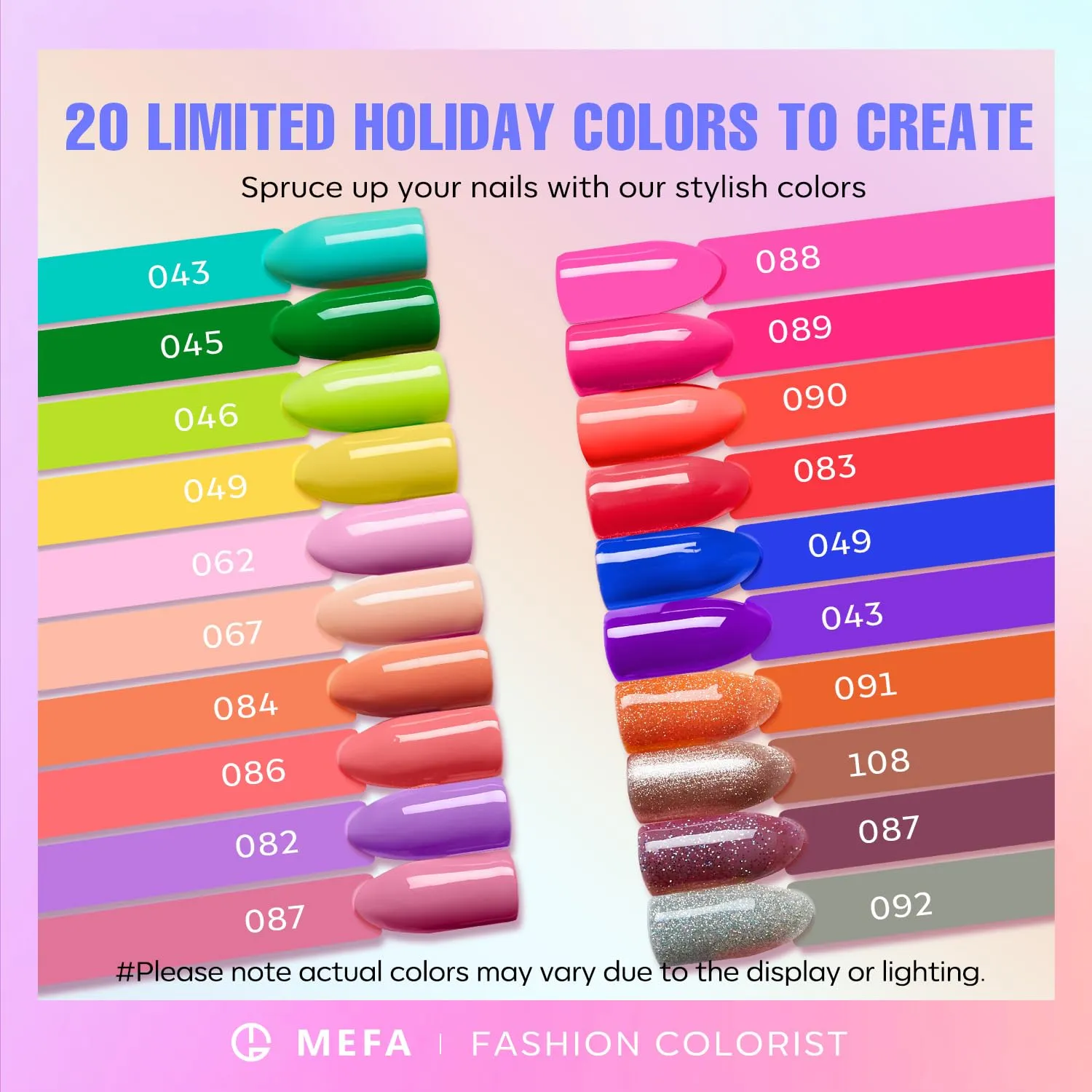 MEFA 23 PCS Gel Nail Polish Set, 20 Colors Neon Gel Polish Summer Gel Nail Polish Colors Bright Yellow Hot Pink Navy Blue Green Nails Gel Nail Gifts for Women Girl DIY Salon Home Manicure
