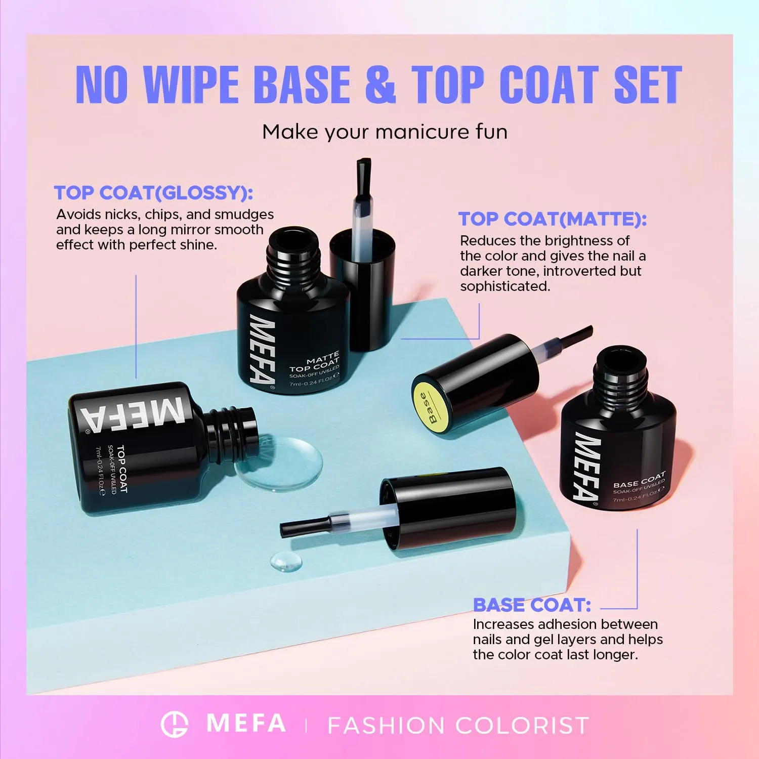 MEFA 23 PCS Gel Nail Polish Set, 20 Colors Neon Gel Polish Summer Gel Nail Polish Colors Bright Yellow Hot Pink Navy Blue Green Nails Gel Nail Gifts for Women Girl DIY Salon Home Manicure