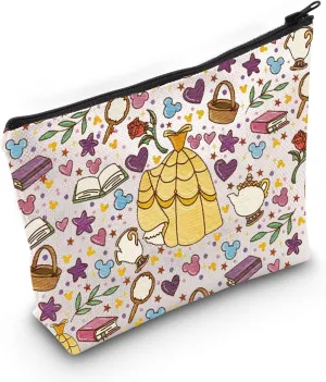 MEIKIUP Beauty Movie Makeup Bag Beauty Princess Story Inspired Gift Fairy Tales Cosmetic Bag Princess Gift for Women (BeautyB dress Bag2)