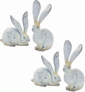 Melrose Set of 4 Resin Rabbit with Grey Finish 85552DS