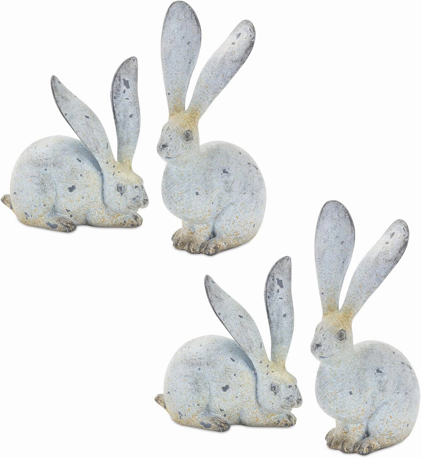 Melrose Set of 4 Resin Rabbit with Grey Finish 85552DS