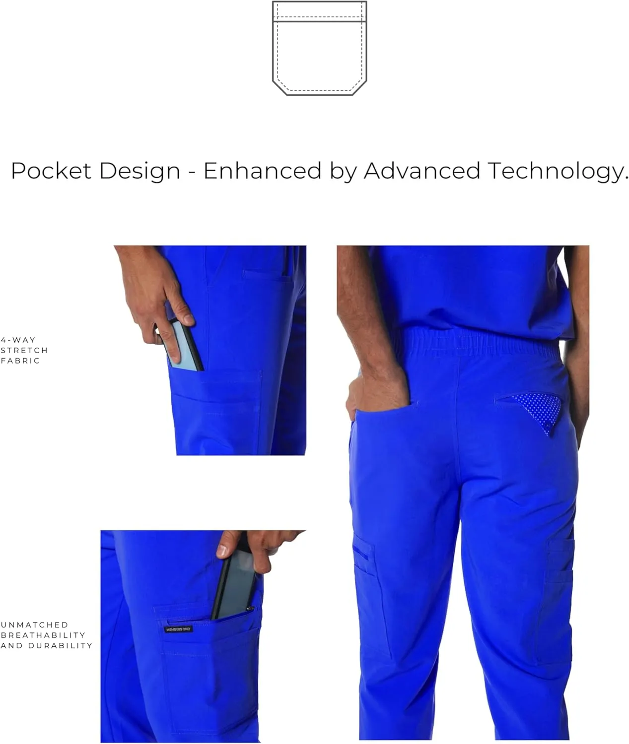 Members Only London Drawstring Men's Jogger Pants, Medical Scrubs Set, Hospital Scrub Pants