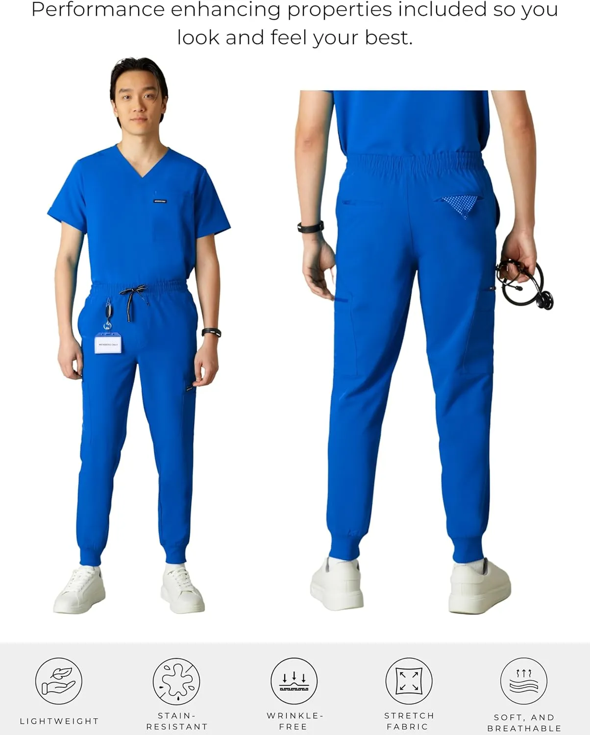 Members Only London Drawstring Men's Jogger Pants, Medical Scrubs Set, Hospital Scrub Pants