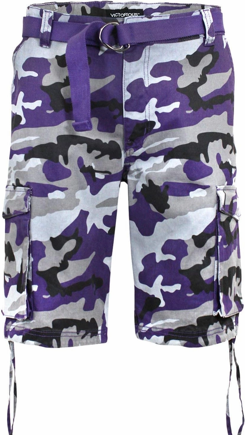 Men's Belted Ripstop Twill Camo Cargo Short