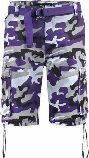 Men's Belted Ripstop Twill Camo Cargo Short