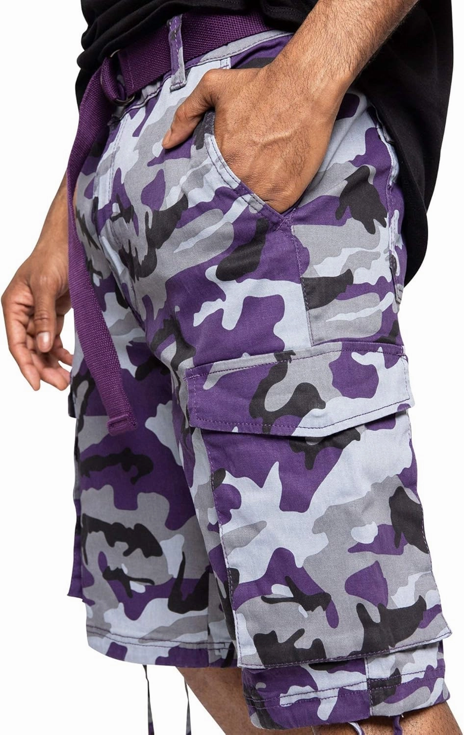 Men's Belted Ripstop Twill Camo Cargo Short